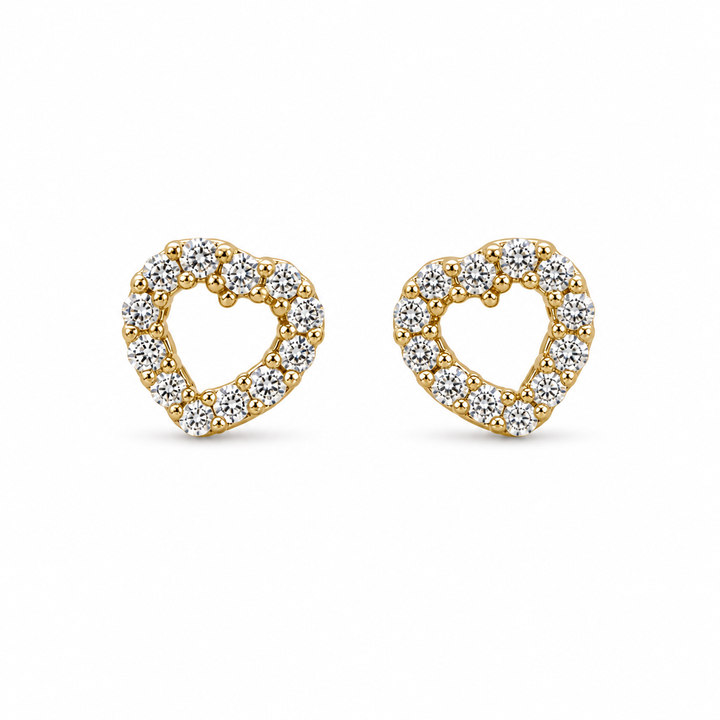 14K Gold Open CZ Heart Baby Earrings — 14K real gold jewelry from STF Diamonds, Los Angeles