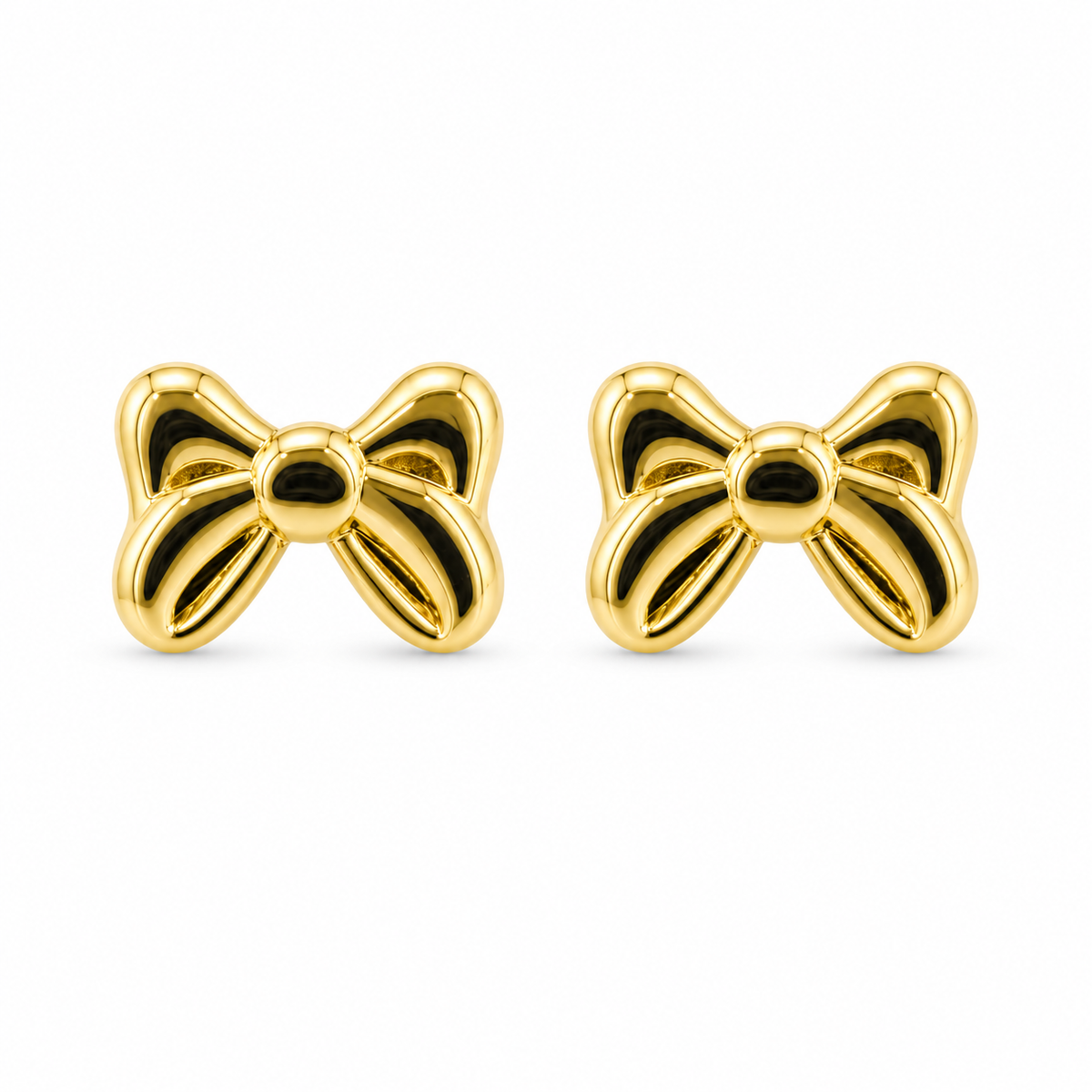 14K Solid Yellow Gold SweetBow Earrings - front view