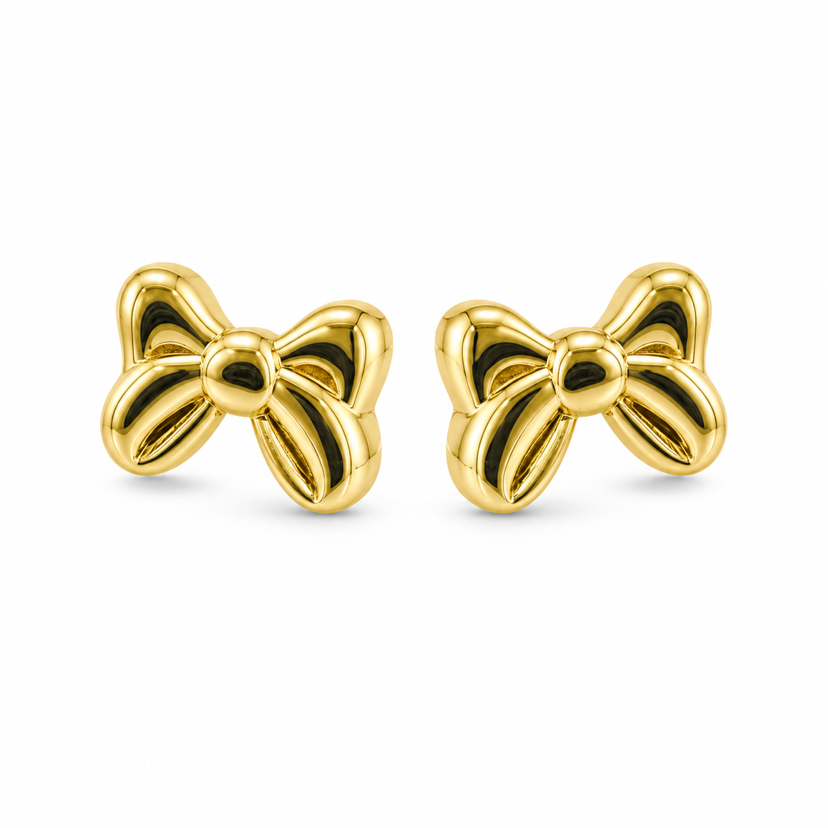 14K Solid Yellow Gold SweetBow Earrings - 45 degree view