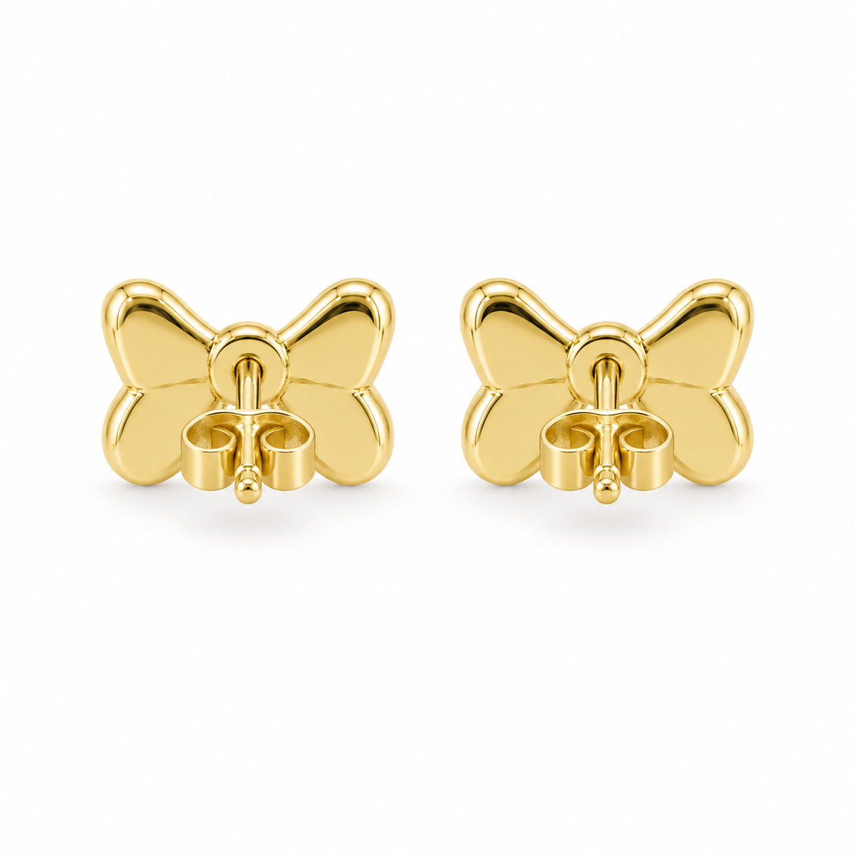 14K Solid Yellow Gold SweetBow Earrings - back view
