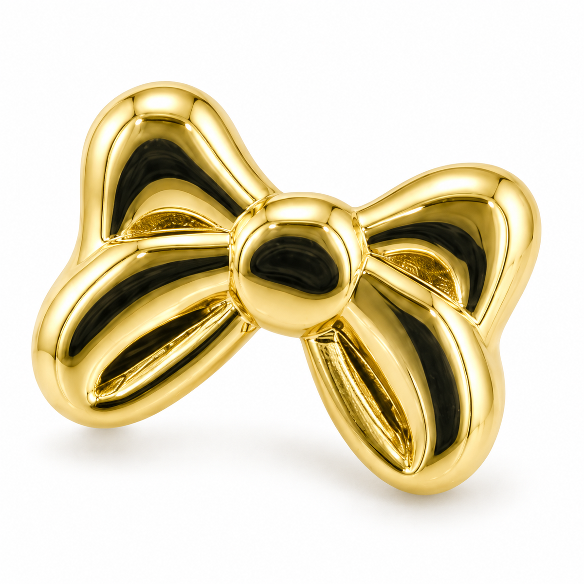 14K Solid Yellow Gold SweetBow Earrings - macro detail
