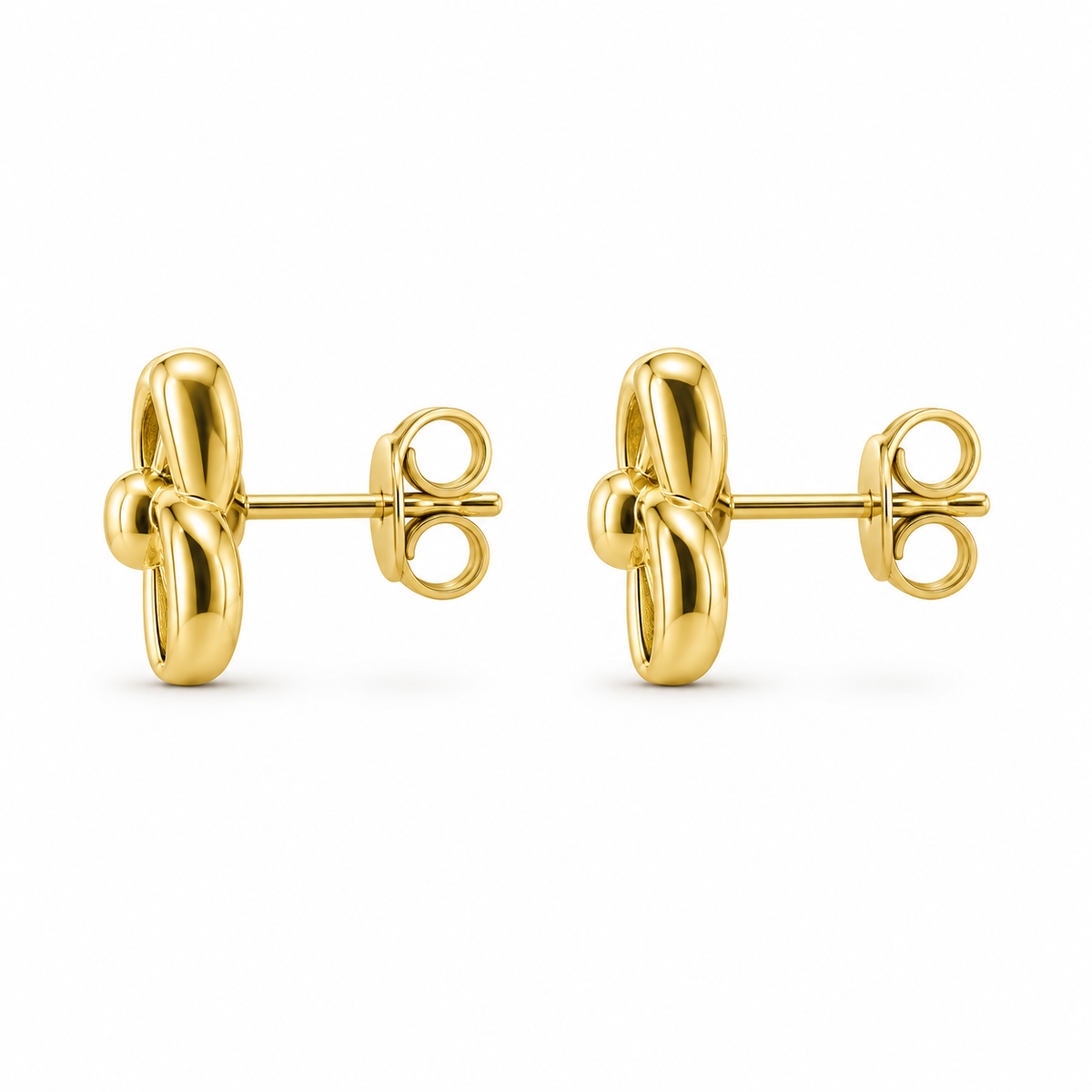 14K Solid Yellow Gold SweetBow Earrings - side view