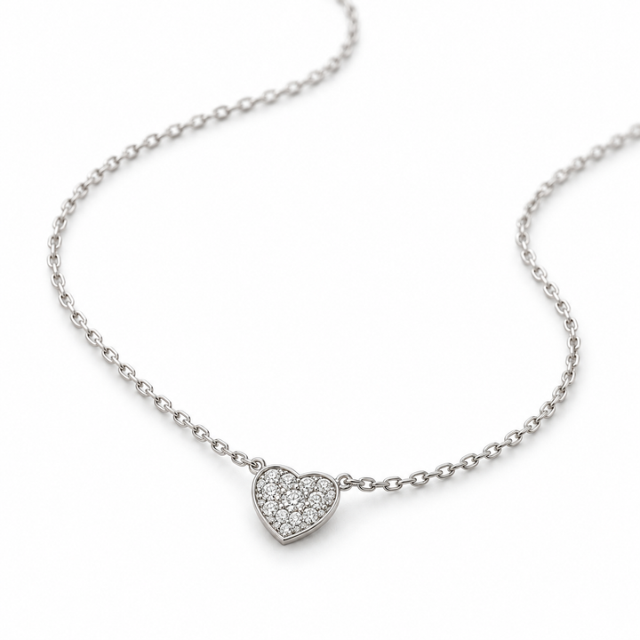 14K White Gold Diamond Amoura Chain - hanging view