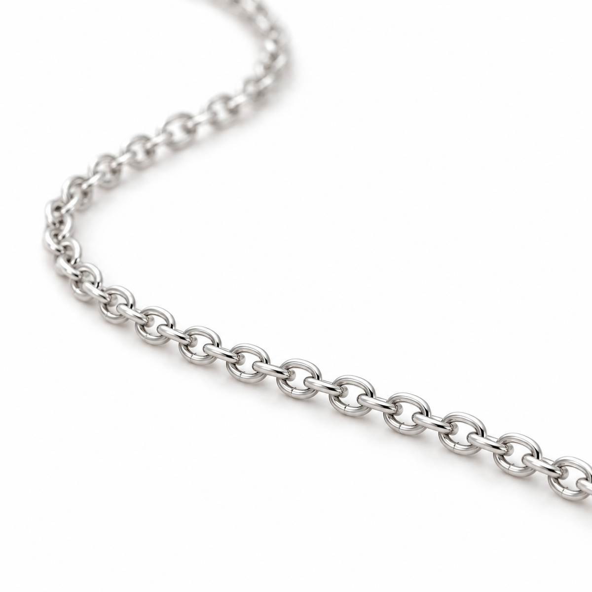 14K White Gold Diamond Classic Initial Chain - 45 degree view