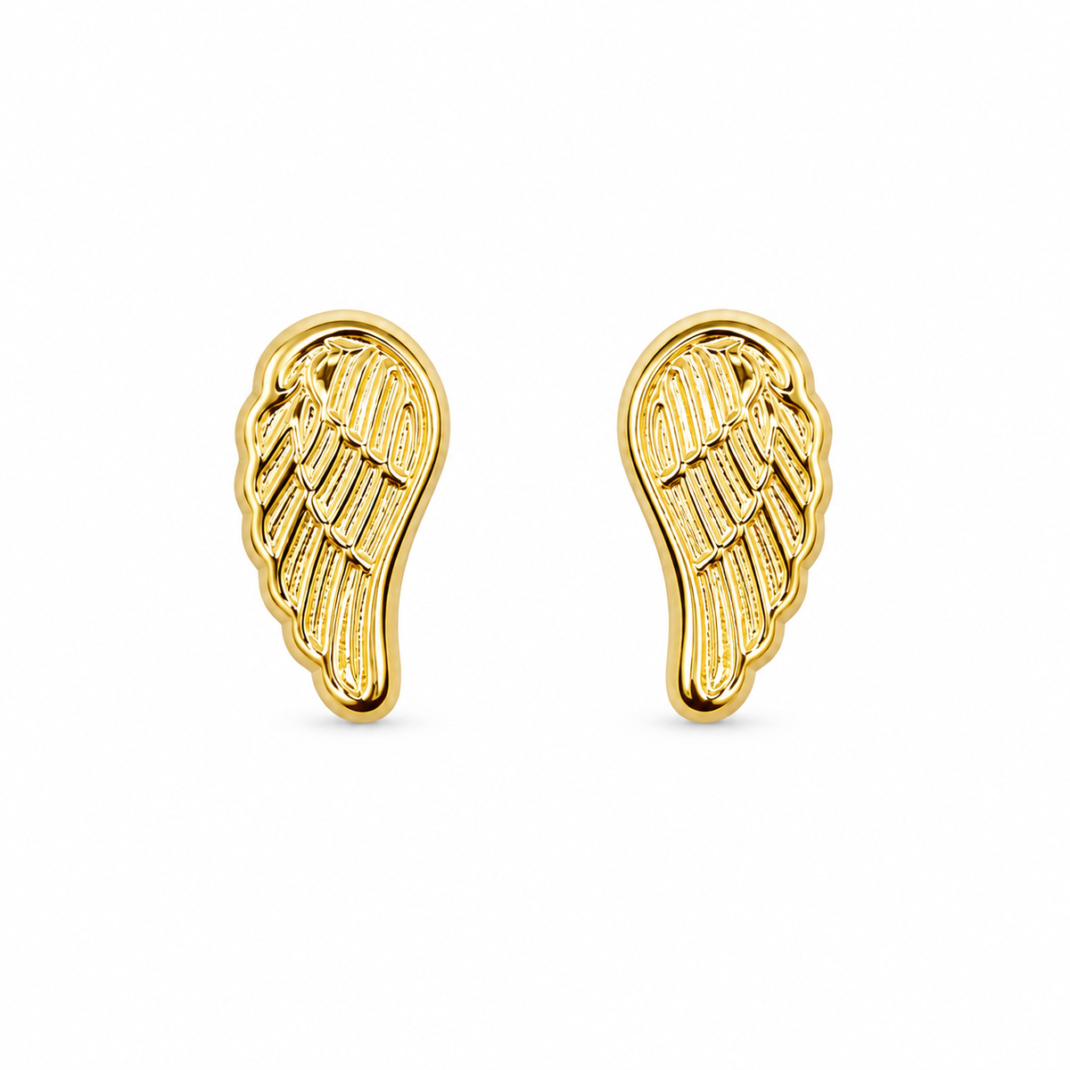 14K Yellow Gold Angel Wing Baby Earrings - front view