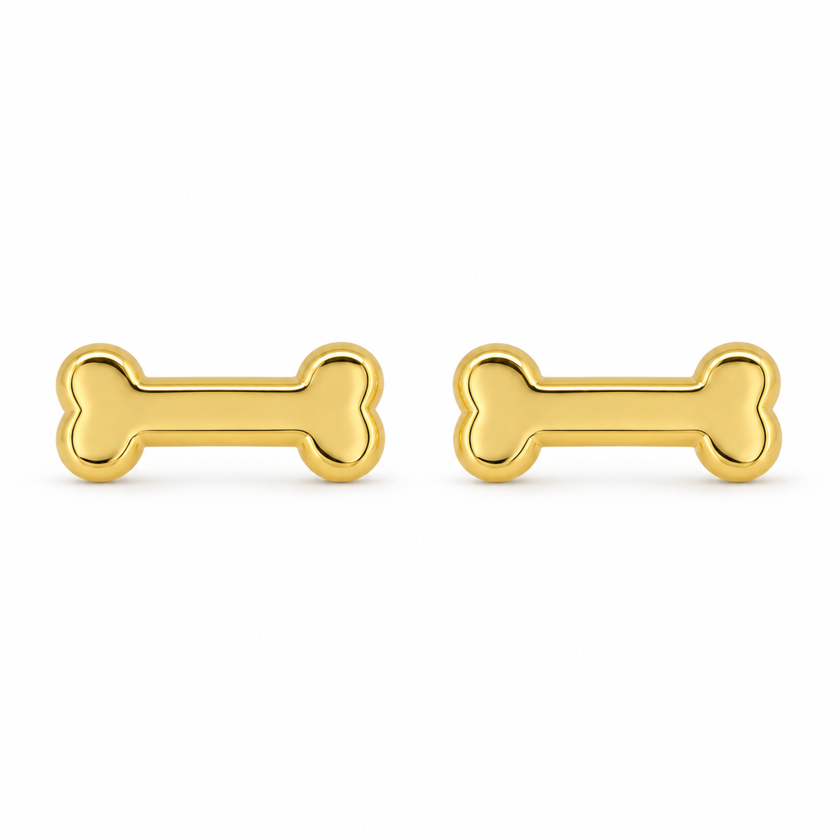 14K Yellow Gold Bone Baby Earrings - front view