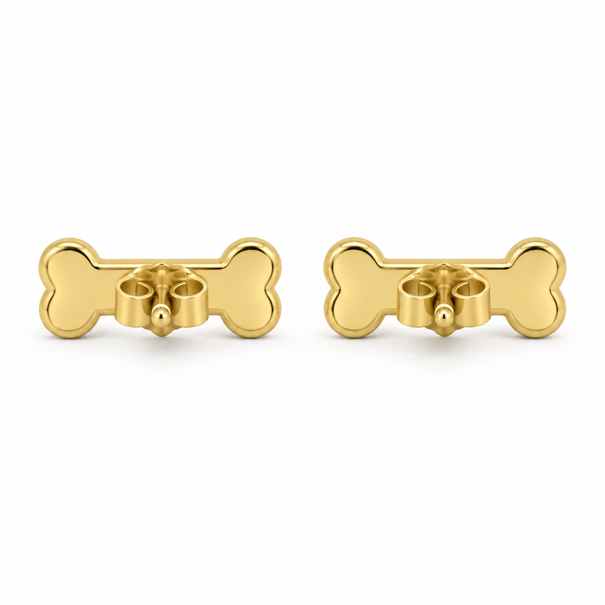 14K Yellow Gold Bone Baby Earrings - back view