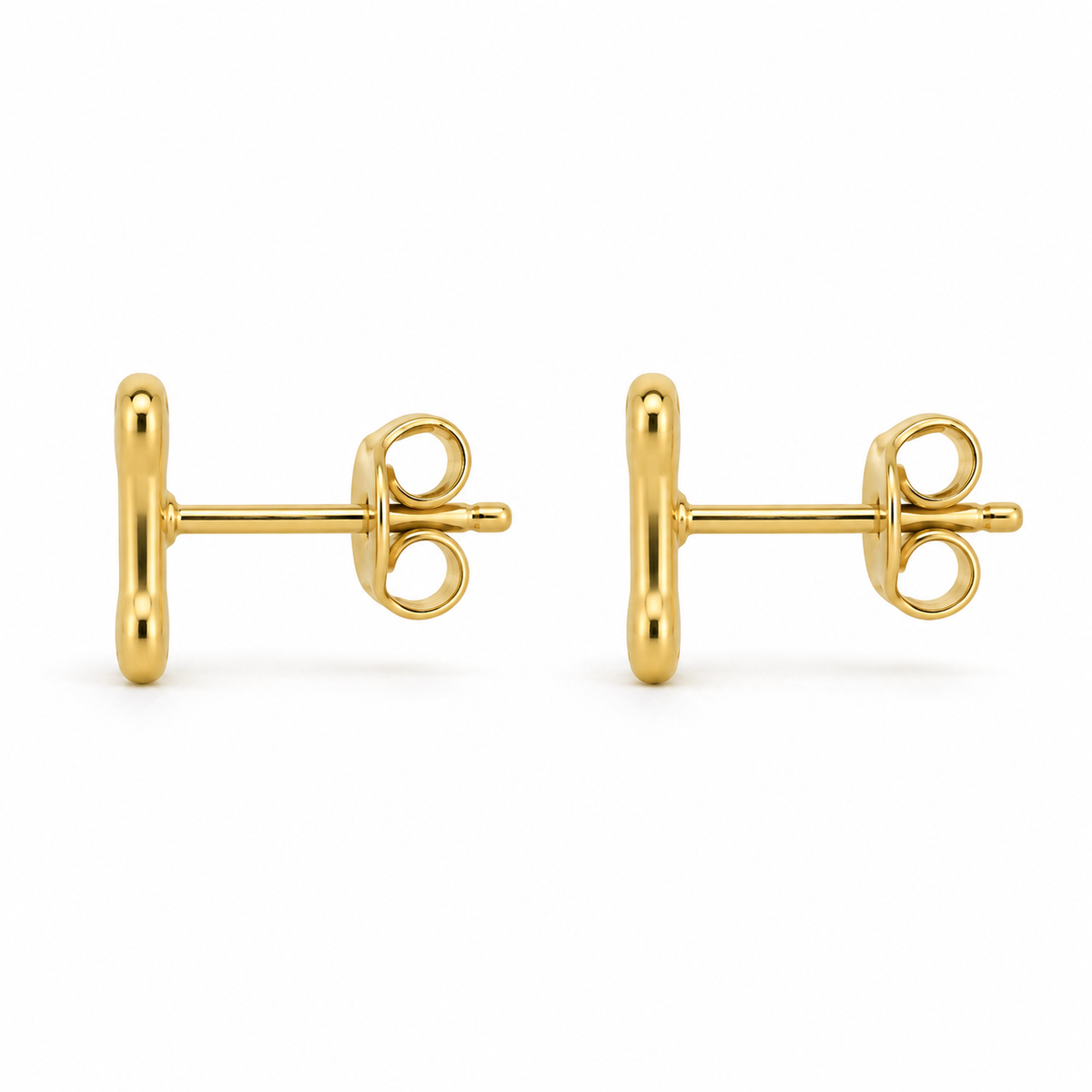 14K Yellow Gold Bone Baby Earrings - side view