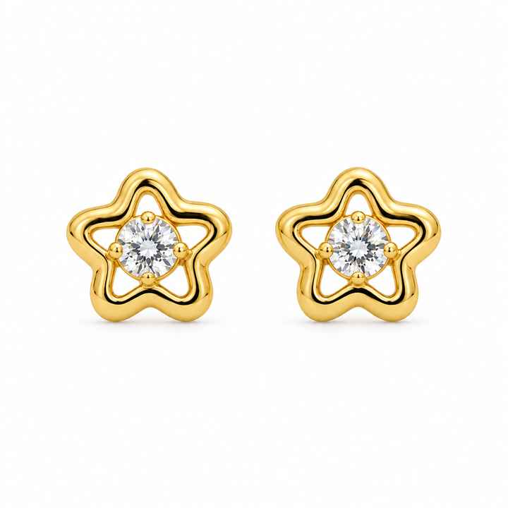 14K Gold Elegant Star Baby Earrings — 14K real gold jewelry from STF Diamonds, Los Angeles