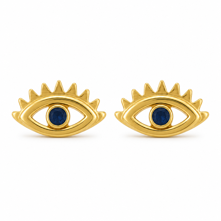 14K Gold Evil Eye Screwback Earrings — 14K real gold jewelry from STF Diamonds, Los Angeles