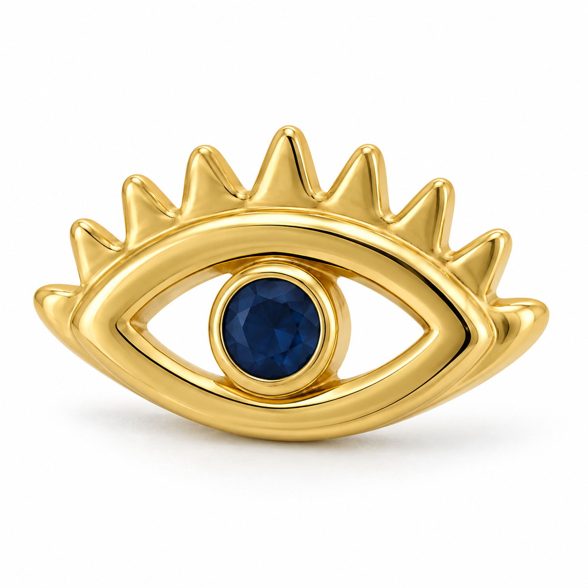 14K Yellow Gold Evil Eye Screwback Earrings - macro detail
