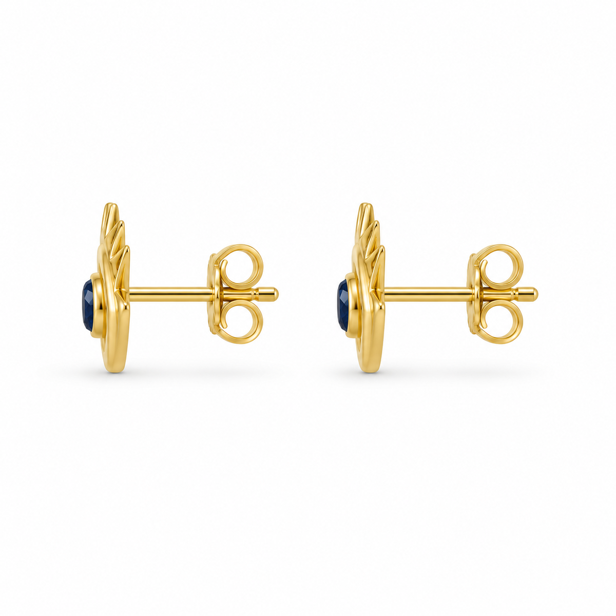 14K Yellow Gold Evil Eye Screwback Earrings - side view