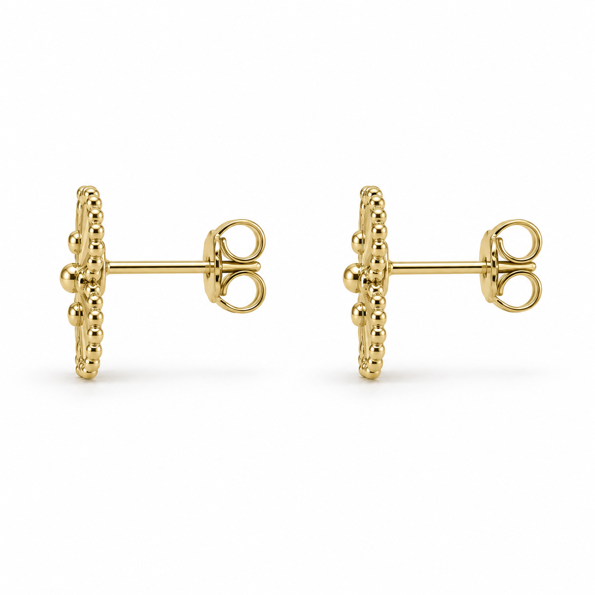 14K Yellow Gold Fancy Clover Earrings - side view