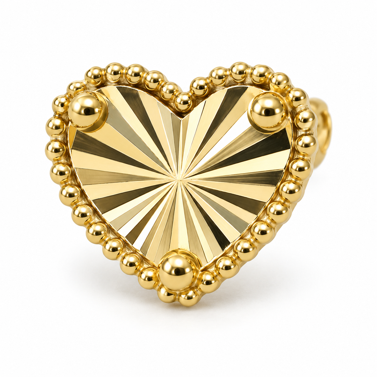 14K Yellow Gold Fancy Heart Earrings - macro detail