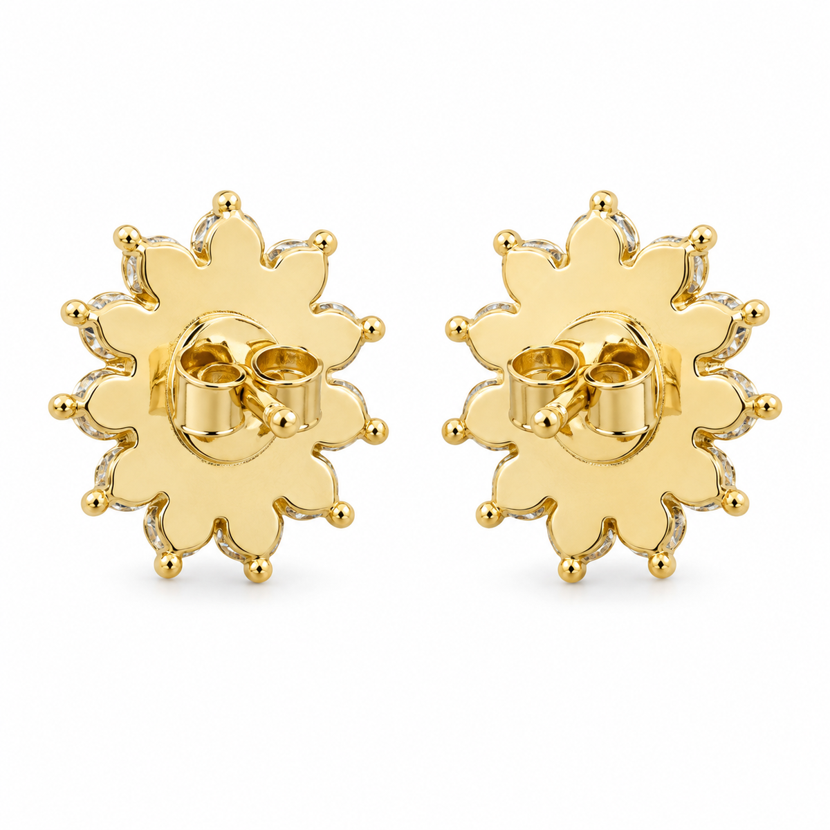 14K Yellow Gold Immaculata Virgin Mary Baby Earrings - back view