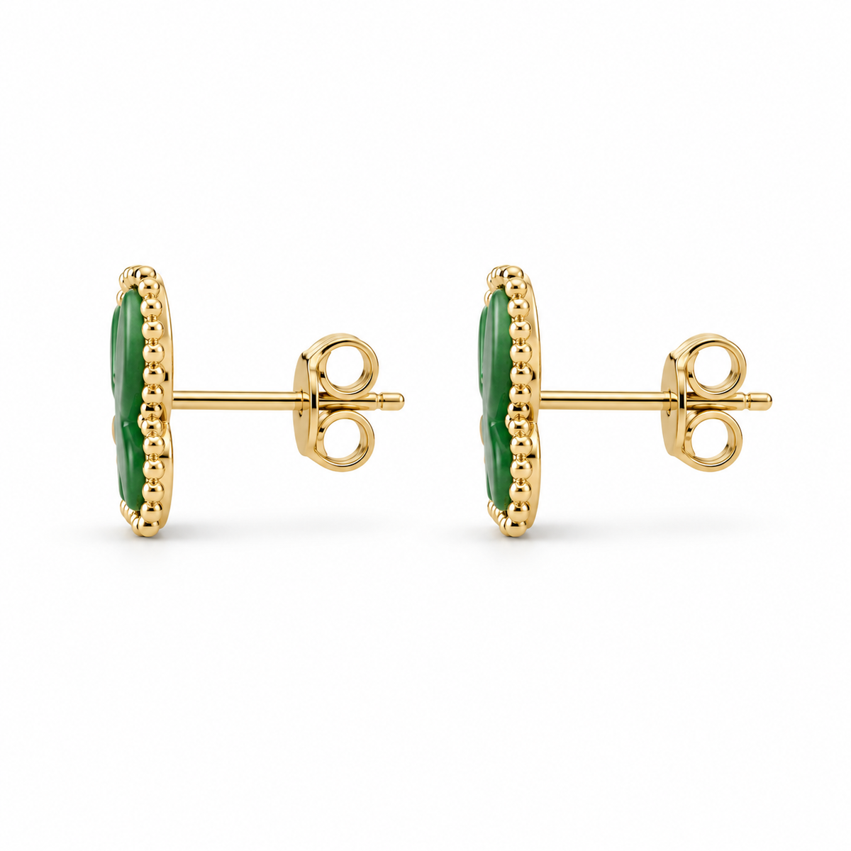 14K Yellow Gold Jade Butterfly Earrings - side view