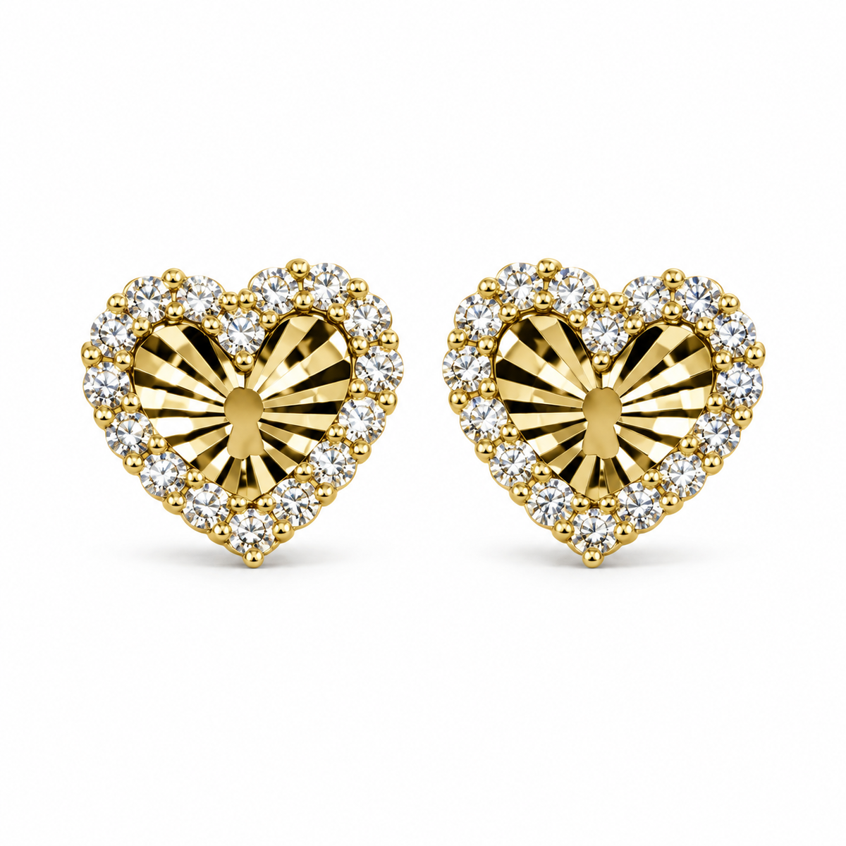 14K Yellow Gold Lock key Earrings - front view