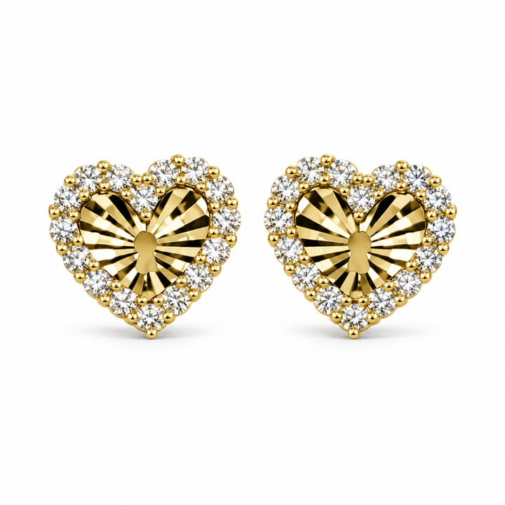 14K Yellow Gold Lock key Earrings - front view