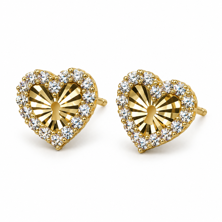 14K Yellow Gold Lock key Earrings - front view
