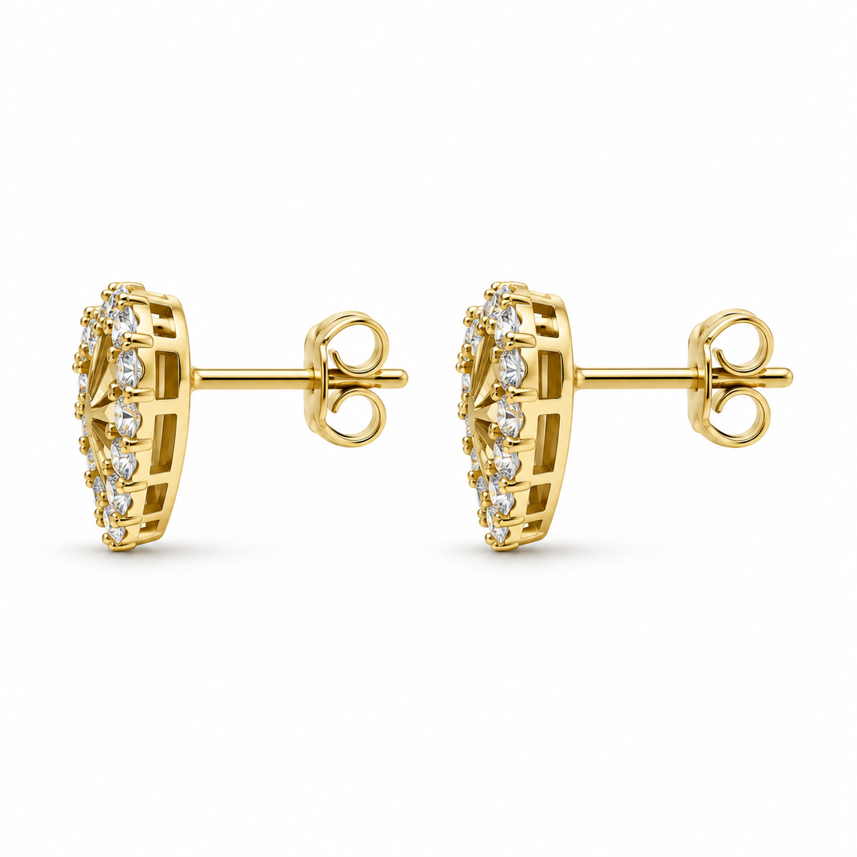14K Yellow Gold Lock key Earrings - back view