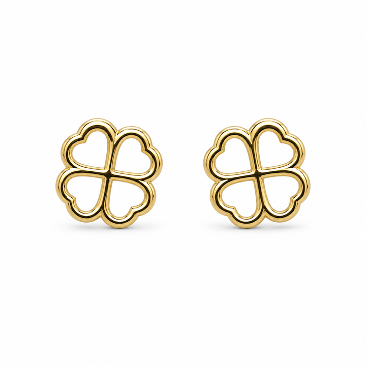 14K Gold Lucky Clover Baby Earrings — 14K real gold jewelry from STF Diamonds, Los Angeles