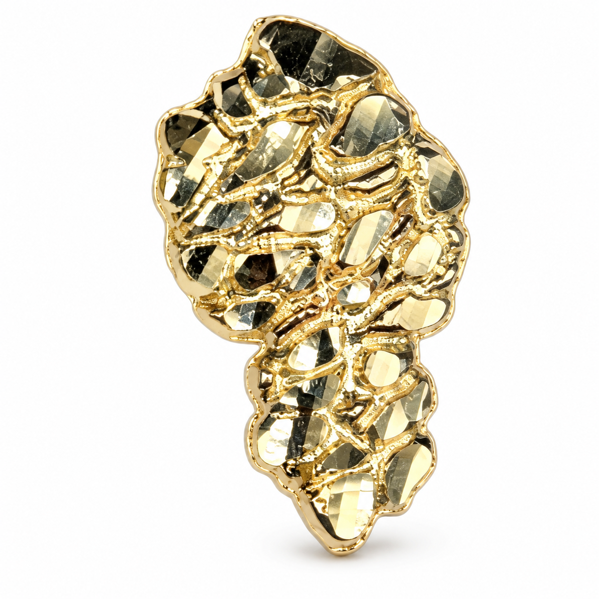 14K Yellow Gold Nugget Shaped Earrings - macro detail