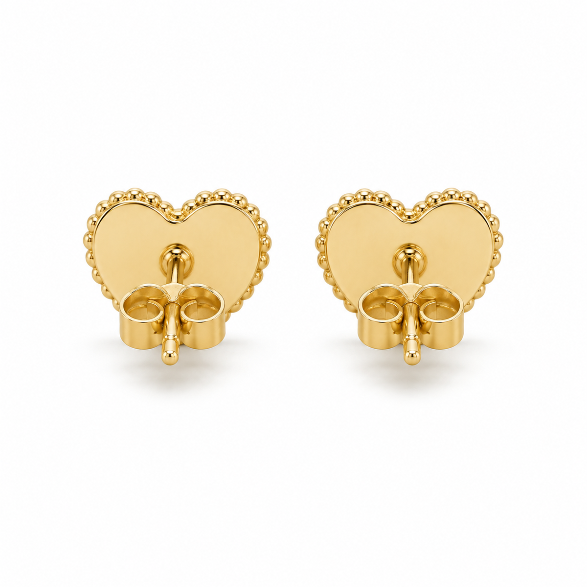 14K Yellow Gold Opal Heart Earrings - back view