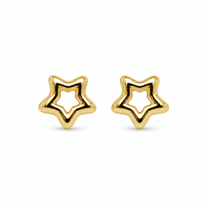 14K Gold Open Star Baby Earrings — 14K real gold jewelry from STF Diamonds, Los Angeles