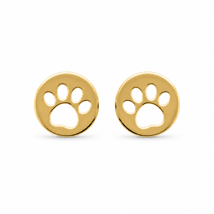 14K Gold Paw Print Screwback Earrings — 14K real gold jewelry from STF Diamonds, Los Angeles