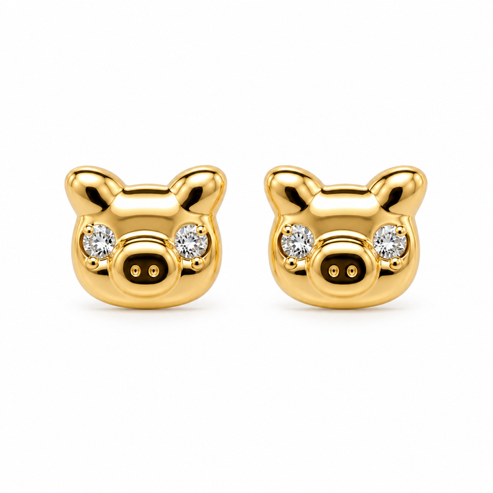 14K Gold Piggie Baby Earrings — 14K real gold jewelry from STF Diamonds, Los Angeles