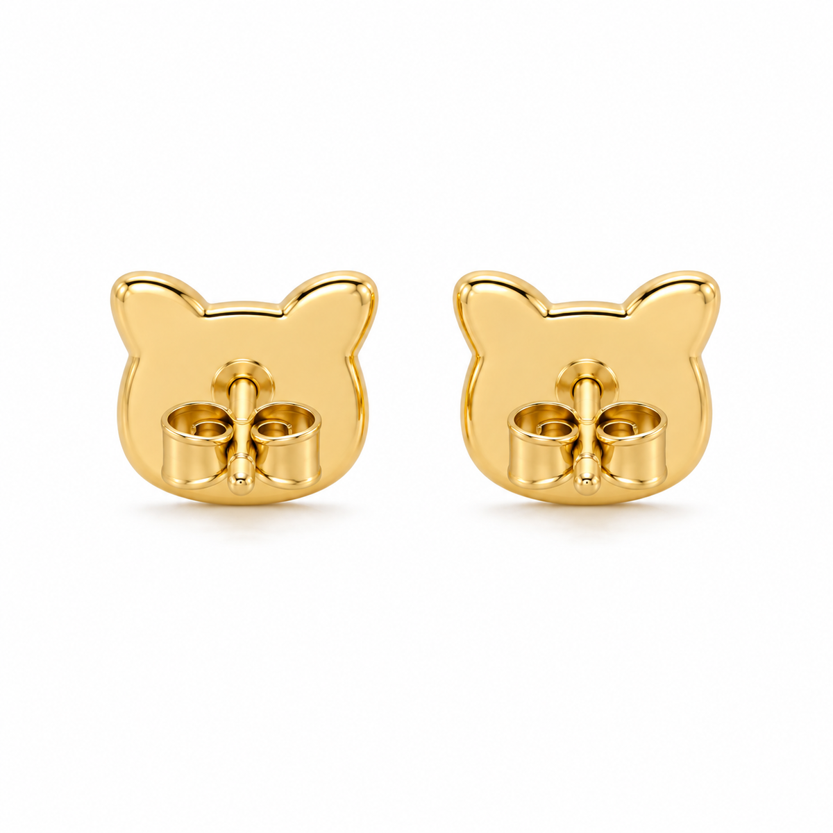 14K Yellow Gold Piggie Baby Earrings - back view