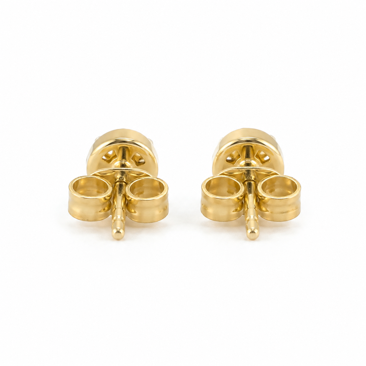 14K Yellow Gold Round Cut Studs 4mm - back view