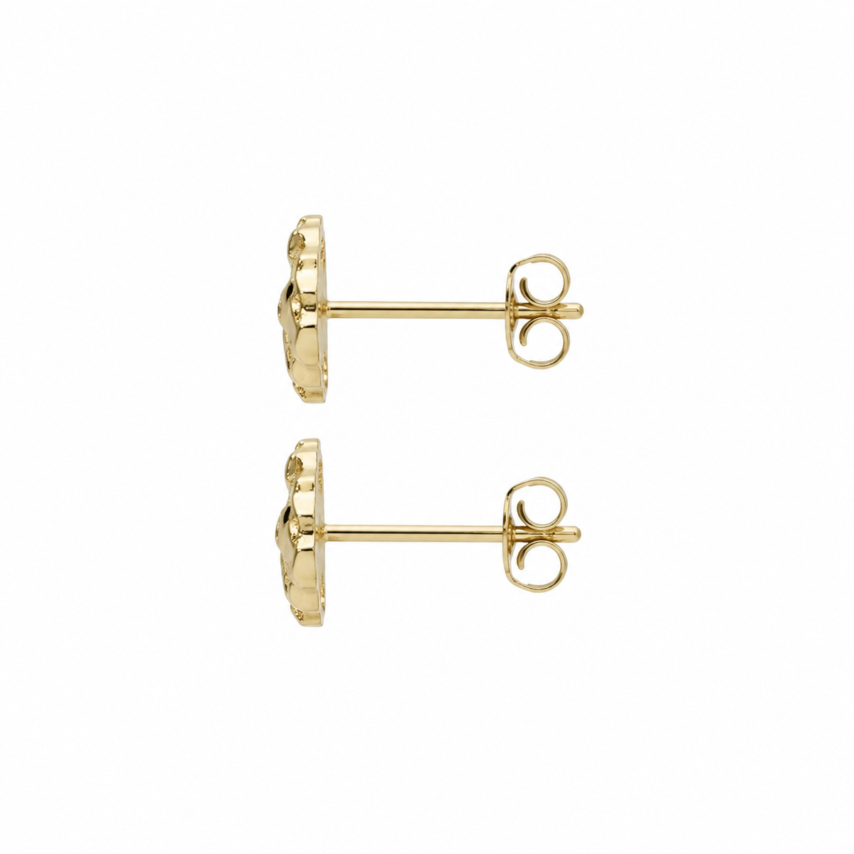 14K Yellow Gold Round Nugget Earrings (Small) - macro detail