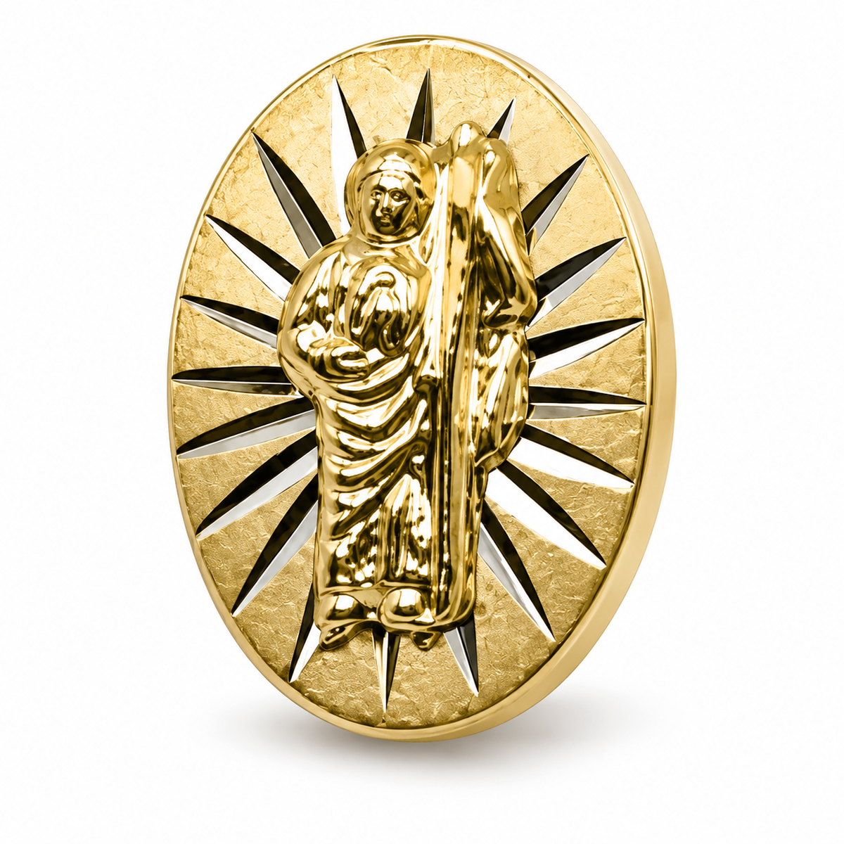 14K Yellow Gold San Judas Diamond-Cut Baby Earrings - macro detail
