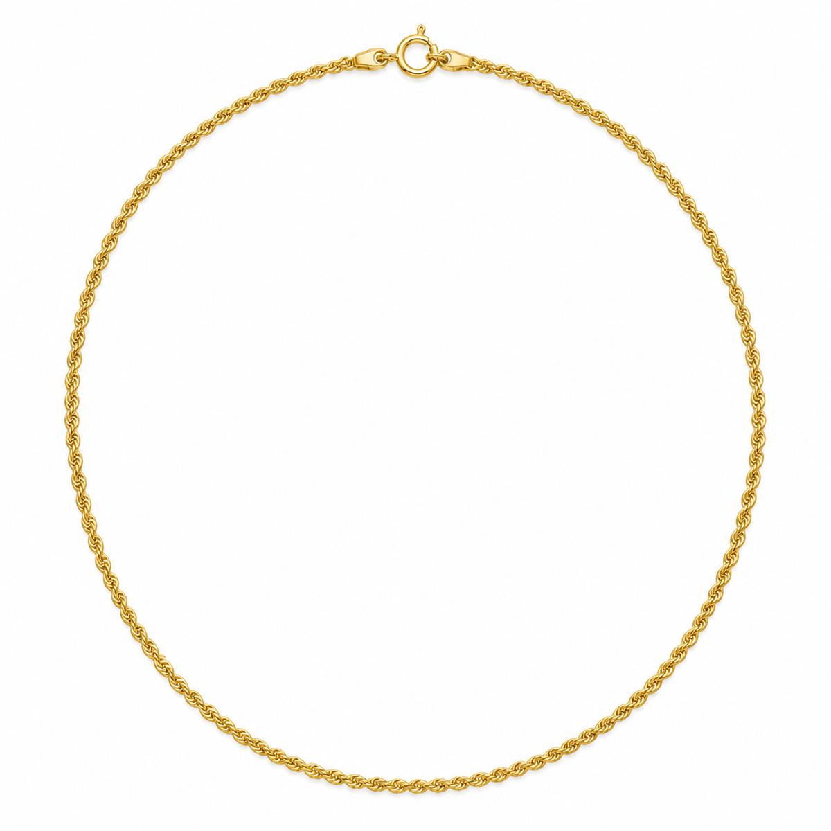 14K Yellow Gold Solid 2mm Diamond-Cut Rope Chain 16-24" - front view
