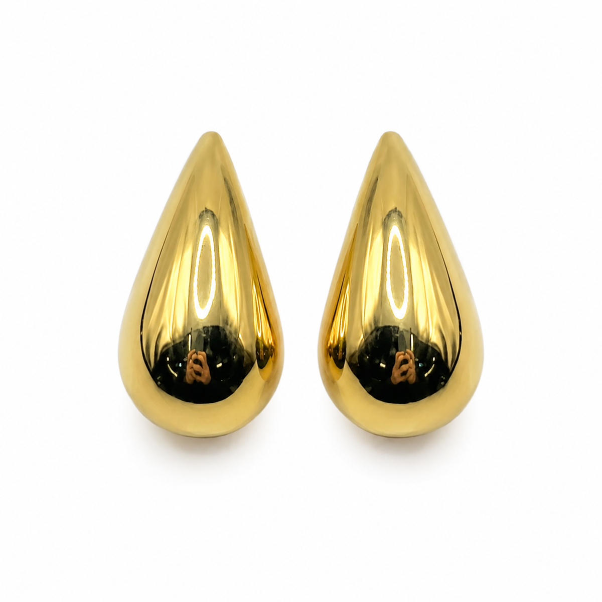 14K Yellow Gold TearDrop Earrings - front view