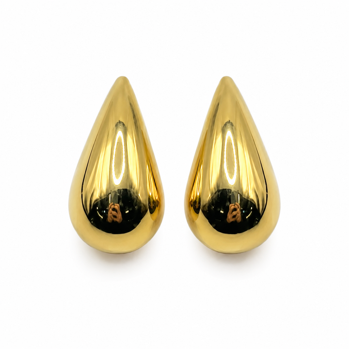 14K Yellow Gold TearDrop Earrings - front view