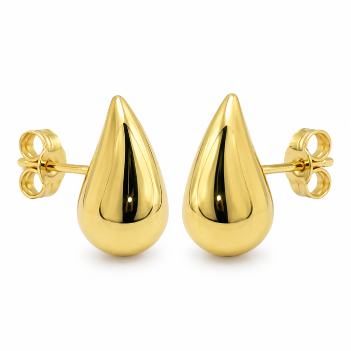 14K Yellow Gold TearDrop Earrings - front view