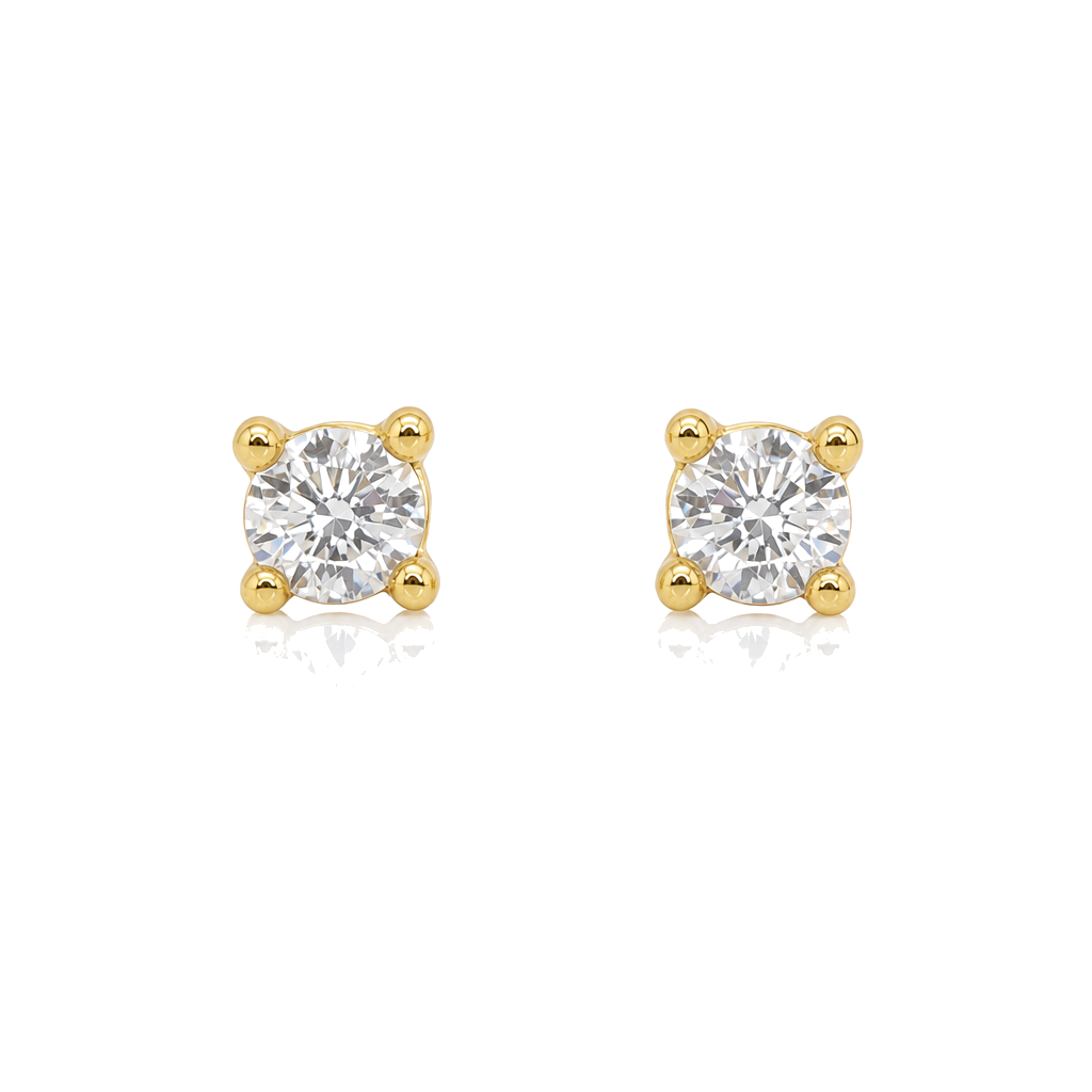 14K Diamond Stud Earrings (Screwback) 3.5mm — 14K real gold jewelry from STF Diamonds, Los Angeles