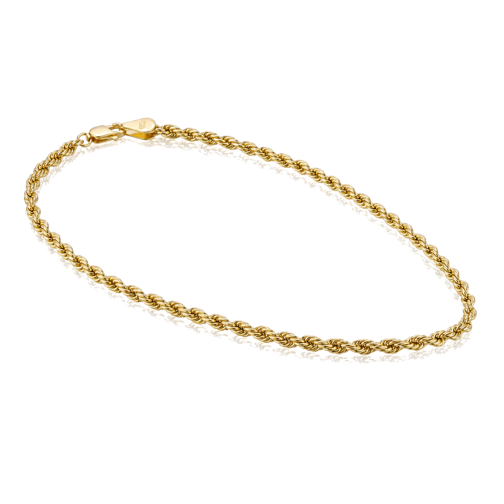 14K Gold 2.3mm Hollow Rope Bracelet — 14K real gold jewelry from STF Diamonds, Los Angeles