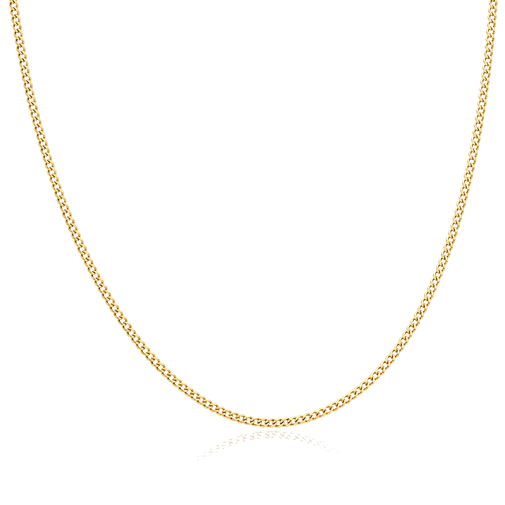 14K Gold 2mm Hollow Cuban Chain — 14K real gold jewelry from STF Diamonds, Los Angeles