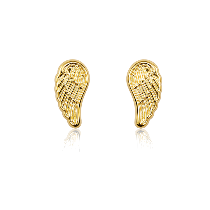 14K Gold Angel Wing Baby Earrings — 14K real gold jewelry from STF Diamonds, Los Angeles