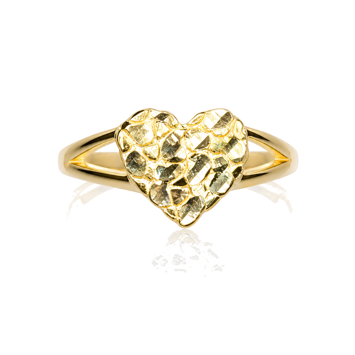 14K Gold Baby Heart Nugget Ring (Small ~8mm / Size 3 or 4 only) — 14K real gold jewelry from STF Diamonds, Los Angeles