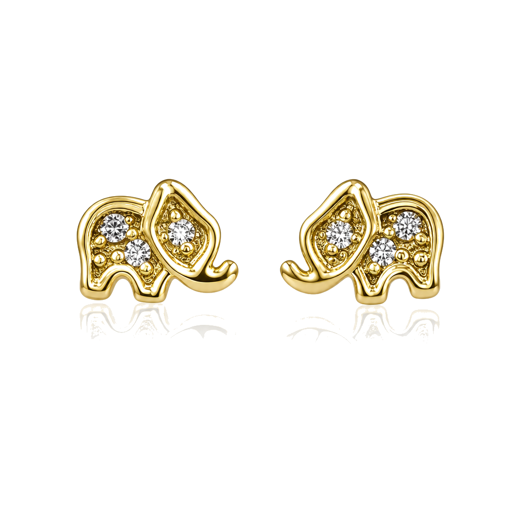 14K Gold CZ Elephant Baby Earrings — 14K real gold jewelry from STF Diamonds, Los Angeles
