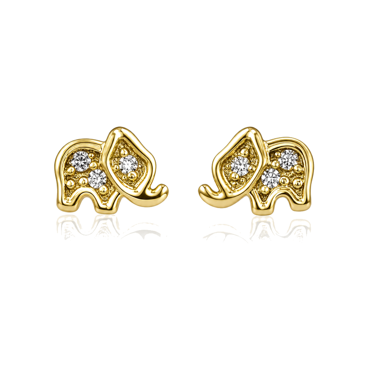 14K Gold CZ Elephant Baby Earrings — 14K real gold jewelry from STF Diamonds, Los Angeles