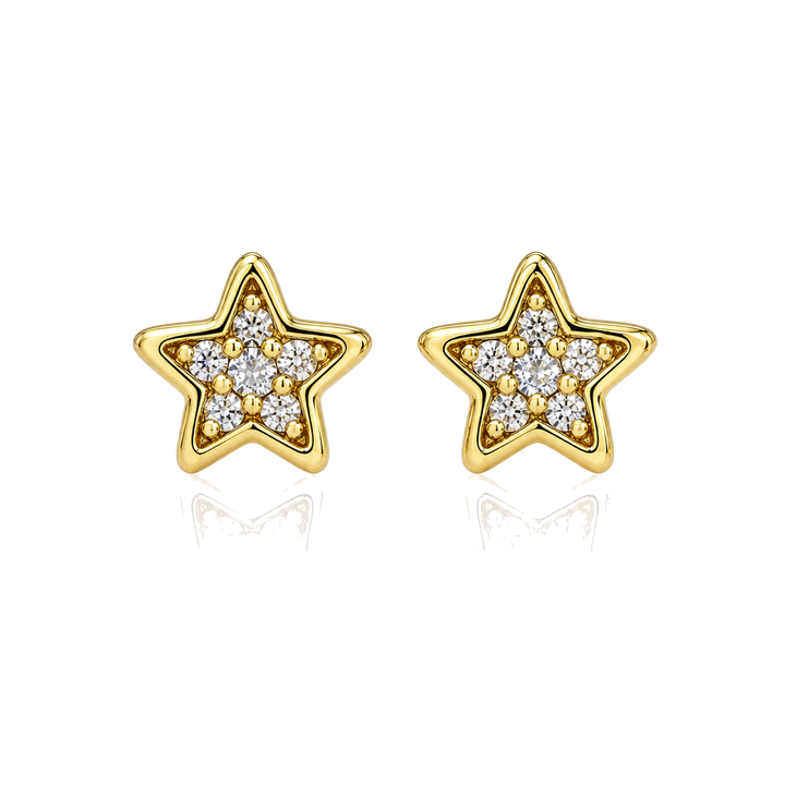 14K Gold CZ Star Baby Earrings — 14K real gold jewelry from STF Diamonds, Los Angeles