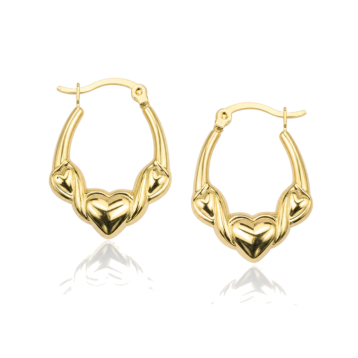 14K Gold Devine Heart Hoops — 14K real gold jewelry from STF Diamonds, Los Angeles