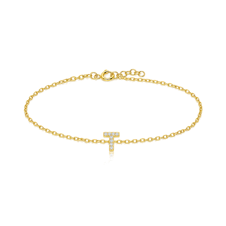 14K Gold Diamond Classic Initial Bracelet — 14K real gold jewelry from STF Diamonds, Los Angeles