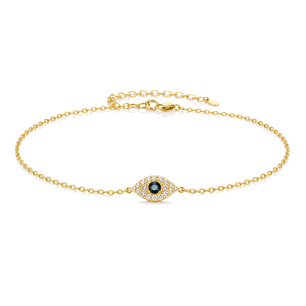14K Gold Diamond Evil Eye Bracelet — 14K real gold jewelry from STF Diamonds, Los Angeles