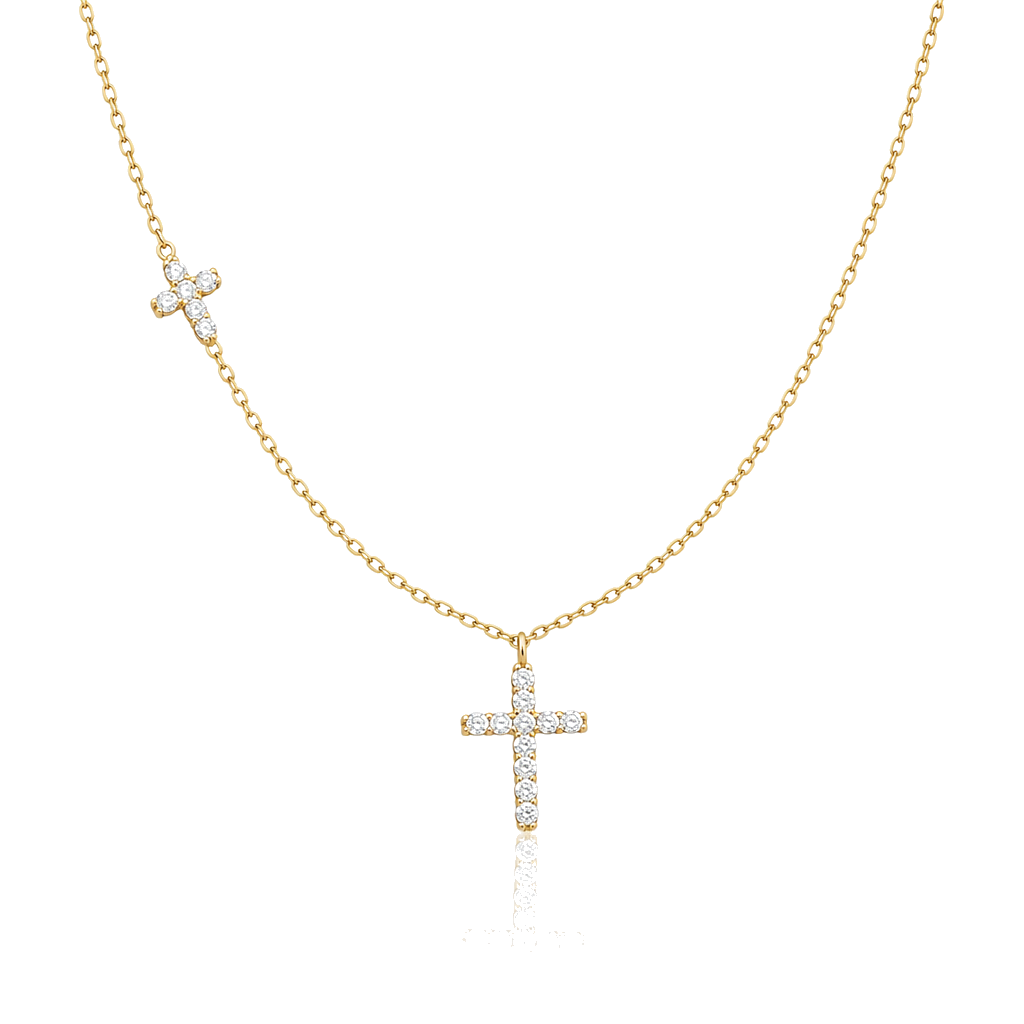 14K Gold Diamond Tiny Cross Lux Chain — 14K real gold jewelry from STF Diamonds, Los Angeles